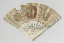 Folding silk fan with seated woman and putti, c.1775-c.1800. Creator: Anon