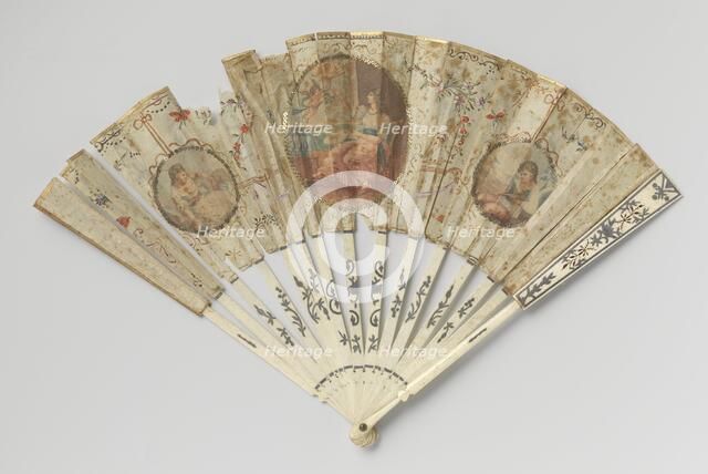 Folding silk fan with seated woman and putti, c.1775-c.1800.  Creator: Anon.