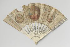 Folding silk fan with seated woman and putti, c.1775-c.1800. Creator: Anon