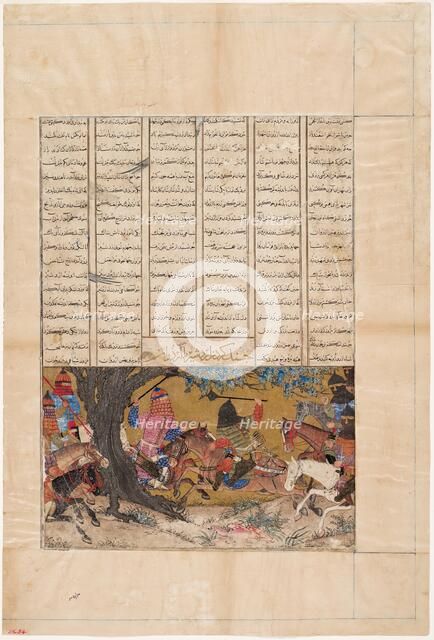 Folio from the Great Mongol Shahnama: Ardashir Battles Bahman, Son of Ardavan, c1335. Creator: Unknown.