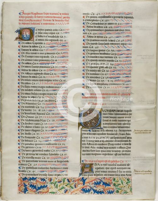 Folio One from Burchard of Sion's De locis ac mirabilibus mundi, or an Illuminated Geog..., c. 1460. Creator: Burchard of Mount Sion.