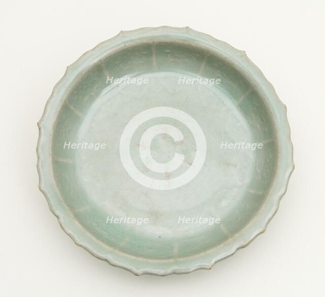 Foliate and Lobed Dish with Floral Sprays, South Korea, Goryeo dynasty (918-1392), 12th century. Creator: Unknown.