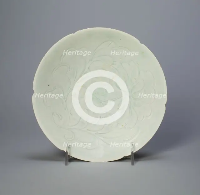 Foliate Bowl with Stylized Poeny Spray, Northern Song dynasty (960-1127), 12th century. Creator: Unknown.