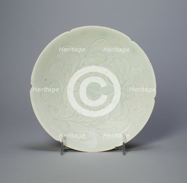 Foliate Bowl with Stylized Poeny Spray, Northern Song dynasty (960-1127), 12th century. Creator: Unknown.