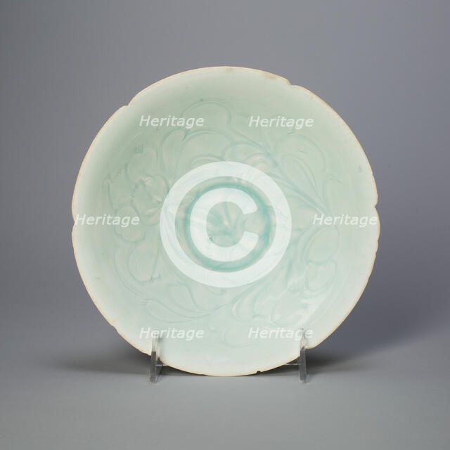 Foliate Bowl with Stylized Peony Spray, Northern Song dynasty (960-1127), 12th century. Creator: Unknown.