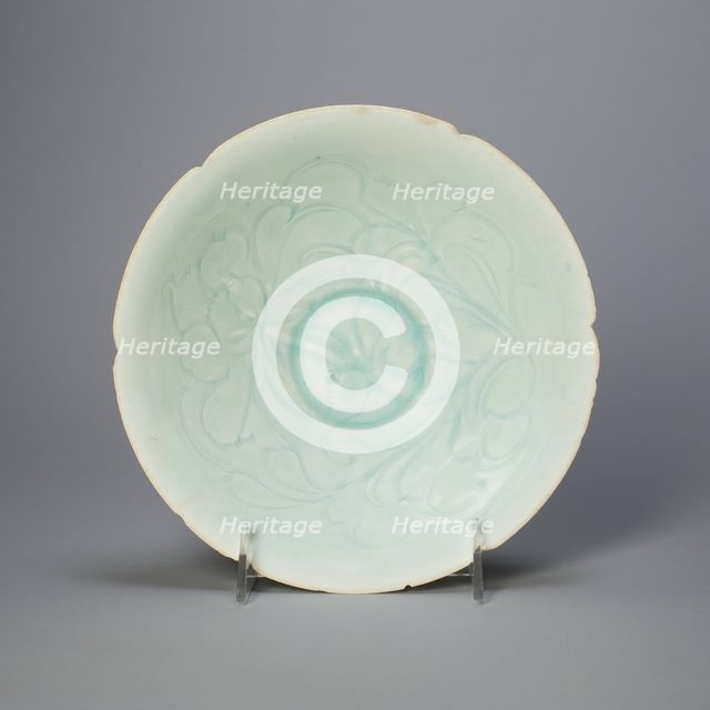 Foliate Bowl with Stylized Peony Spray, Northern Song dynasty (960-1127), 12th century. Creator: Unknown.