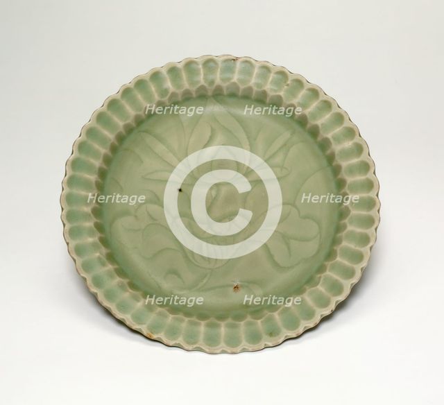 Foliate Dish with Lotus Flower, late Southern Song (1127-1279)/early Yuan dynasty, late 13th century Creator: Unknown.