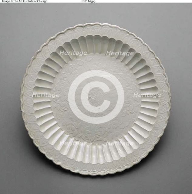 Foliated Dish with Mandarin Ducks, Jin dynasty (1115-1234). Creator: Unknown.