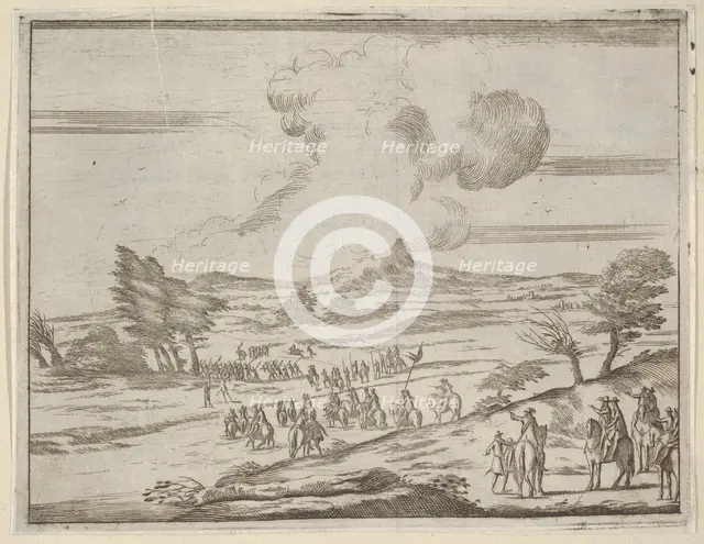 Following Francesco I d'Este's Example, His Troops Safely Pass Torrents During Extreme Wea..., 1659. Creator: Bartolomeo Fenice.