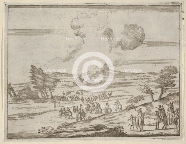 Following Francesco I d'Este's Example, His Troops Safely Pass Torrents During Extreme Wea..., 1659. Creator: Bartolomeo Fenice.