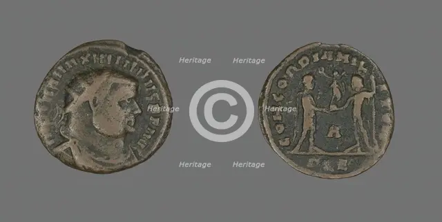 Follis (Coin) Portraying Emperor Maximian, about 296-297. Creator: Unknown.