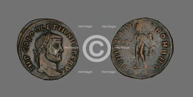 Follis (Coin) Portraying Emperor Diocletian, 284-305. Creator: Unknown.