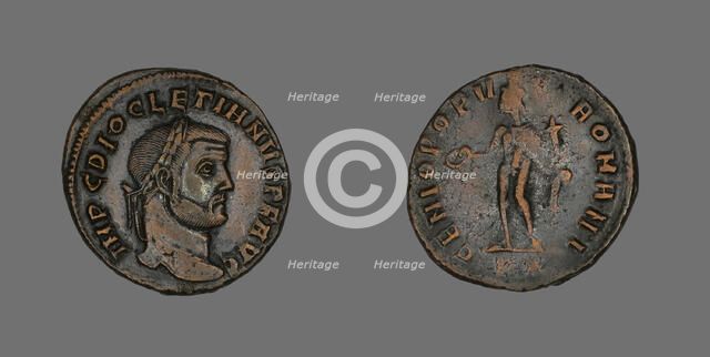 Follis (Coin) Portraying Emperor Diocletian, 284-305. Creator: Unknown.