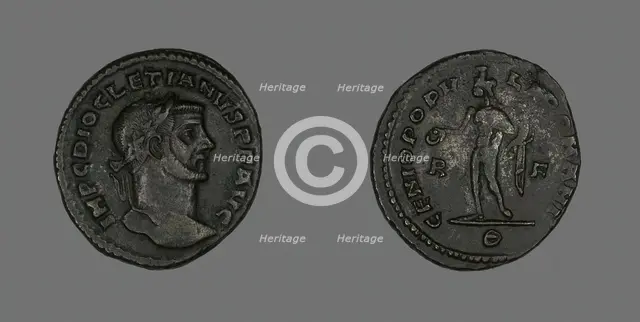 Follis (Coin) Portraying Emperor Diocletian, 298-299. Creator: Unknown.