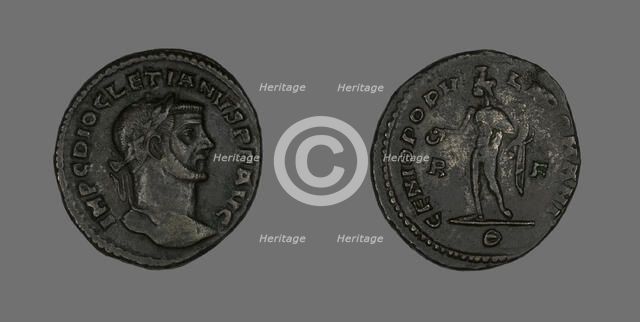 Follis (Coin) Portraying Emperor Diocletian, 298-299. Creator: Unknown.