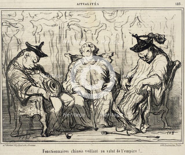 Fonctionnaires chinois veillant au salut de l'empire!, 1859.  Creator: Honore Daumier.