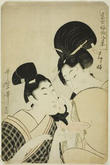 Fond of Sake (Sakezuki), from the series "Eight Views of Favorite Things of Today..., c. 1801/02. Creator: Kitagawa Utamaro