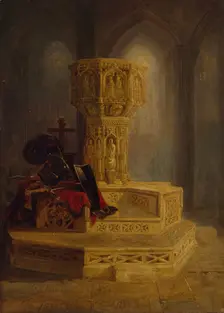 Font, Walsingham Church, 1831. Creator: William James Muller
