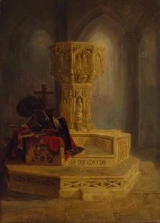 Font, Walsingham Church, 1831. Creator: William James Muller