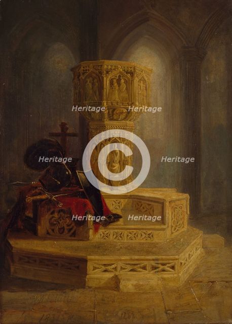 Font, Walsingham Church, 1831. Creator: William James Muller.