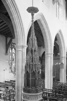 Font cover in St Gregory's Church, Sudbury, Suffolk, c1965-c1969. Artist: Laurence Goldman