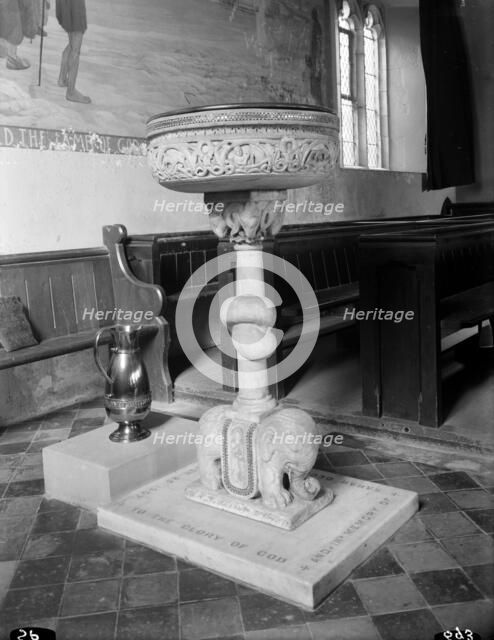 Font in the church of St John the Baptist, Lea, Herefordshire. Artist: S Pitcher