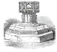 Font in Caistor Church, Norfolk, 1845. Creator: Unknown