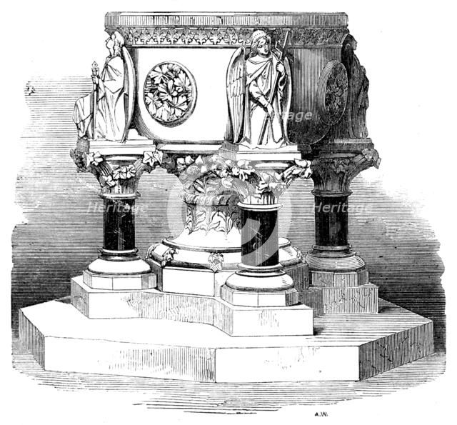Font in St. Mary's Church, Stoke Newington, 1858. Creator: Unknown.