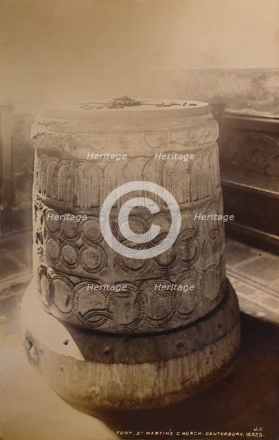 'Font, St. Martin's Church, Canterbury', 1929. Creator: Unknown.
