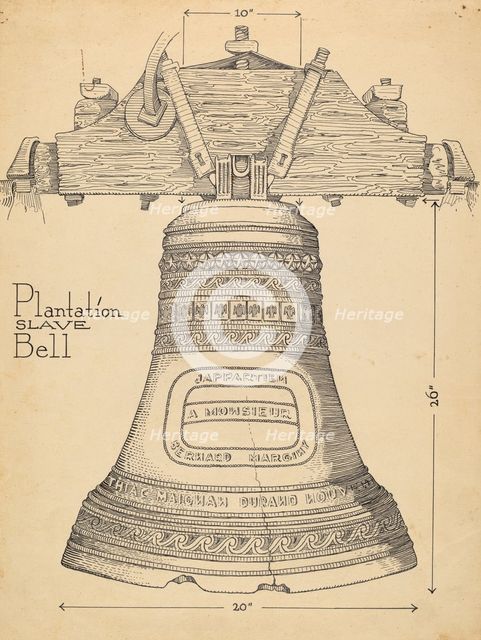 Fontainbleau Plantation Bell, c. 1936. Creator: Thomas Byrne.