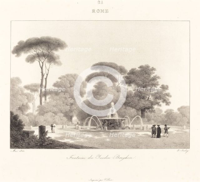 Fontaine de Jardin Borghese, 1822. Creator: Eugene Isabey.