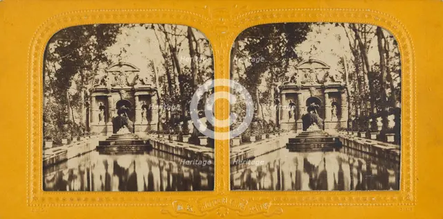 Fontaine de Medicis, Paris, 1860s. Creator: Adolphe Block.