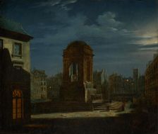 Fontaine des Innocents, at night , 1822. Creator: Unknown