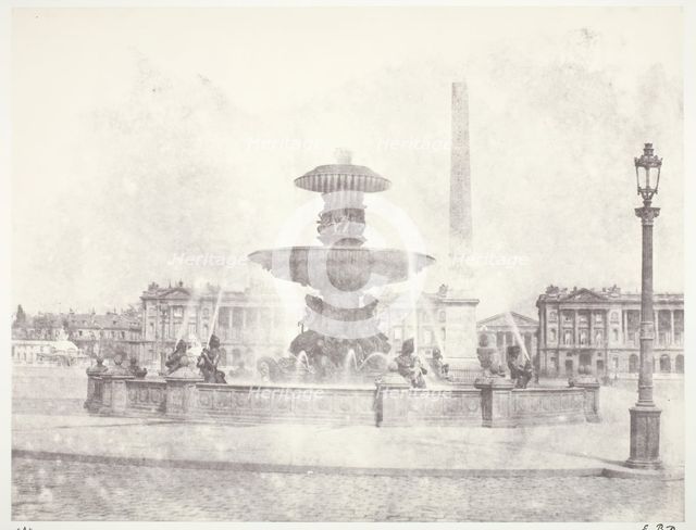 Fontaine, place de la Concorde, Paris, 1855/60, printed 1978. Creator: Edouard Baldus.