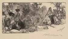 Fontainebleau Forest: Coalmen (La Forêt de Fontainebleau: Les Charbonniers), 1890. Creator: Auguste Louis Lepère (French, 1849-1918); A. Desmoulins, Published in Revue Illustrée, 1887-90