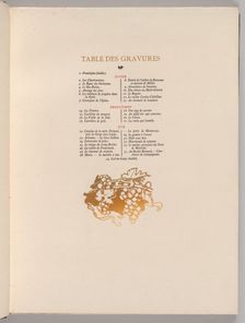 Fontainebleau Forest: Grapes, Cul-de-lampe (Table of Engravings) (La Forêt de Fontainebleau..., 1908 Creator: Auguste Louis Lepère (French, 1849-1918); A. Desmoulins, Paris