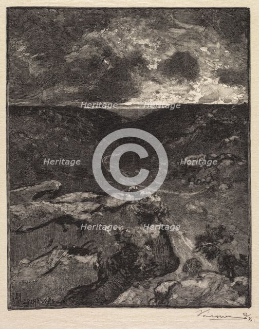 Fontainebleau Forest: Franchard Valley (La Forêt de Fontainebleau: La Vallée de Franchard), 1890. Creator: Auguste Louis Lepère (French, 1849-1918); A. Desmoulins, Published in Revue Illustrée, 1887-90.