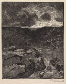 Fontainebleau Forest: Franchard Valley (La Forêt de Fontainebleau: La Vallée de Franchard), 1890. Creator: Auguste Louis Lepère (French, 1849-1918); A. Desmoulins, Published in Revue Illustrée, 1887-90