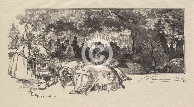 Fontainebleau Forest: Mother Pichard's Canteen (La Forêt de Fontainebleau...), 1890. Creator: Auguste Louis Lepère (French, 1849-1918); A. Desmoulins, Published in Revue Illustrée, 1887-90.