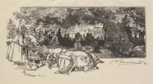 Fontainebleau Forest: Mother Pichard's Canteen (La Forêt de Fontainebleau...), 1890. Creator: Auguste Louis Lepère (French, 1849-1918); A. Desmoulins, Published in Revue Illustrée, 1887-90