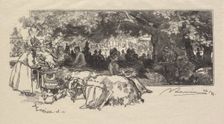 Fontainebleau Forest: Mother Pichard's Canteen (La Forêt de Fontainebleau...), 1890. Creator: Auguste Louis Lepère (French, 1849-1918); A. Desmoulins, Published in Revue Illustrée, 1887-90