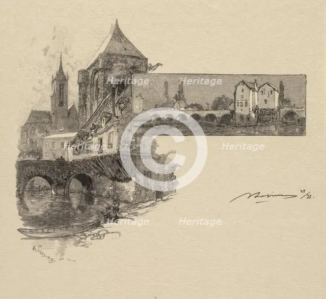 Fontainebleau Forest: Moret, the Wood-Mill (La Forêt de Fontainebleau..., 1890. Creator: Auguste Louis Lepère (French, 1849-1918); A. Desmoulins, Published in Revue Illustrée, 1887-90.