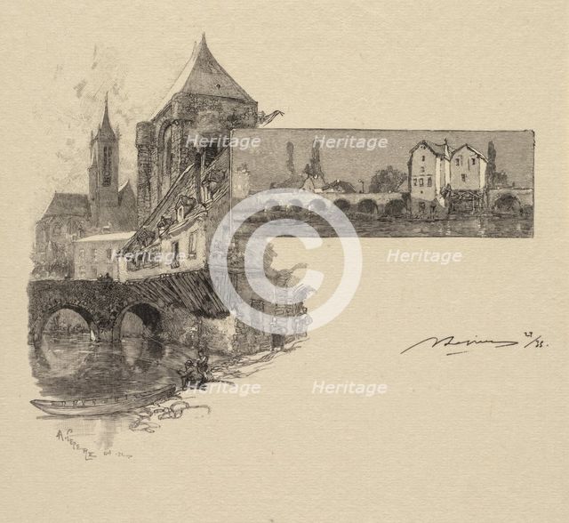 Fontainebleau Forest: Moret, the Wood-Mill (La Forêt de Fontainebleau..., 1890. Creator: Auguste Louis Lepère (French, 1849-1918); A. Desmoulins, Published in Revue Illustrée, 1887-90.