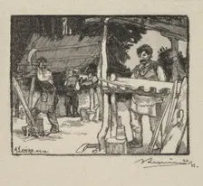 Fontainebleau Forest: Manufacturer of Slats (La Forêt de Fontainebleau: Le Fabricant de lattes), 189 Creator: Auguste Louis Lepère (French, 1849-1918); A. Desmoulins, Published in Revue Illustrée, 1887-90