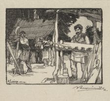 Fontainebleau Forest: Manufacturer of Slats (La Forêt de Fontainebleau: Le Fabricant de lattes), 189 Creator: Auguste Louis Lepère (French, 1849-1918); A. Desmoulins, Published in Revue Illustrée, 1887-90