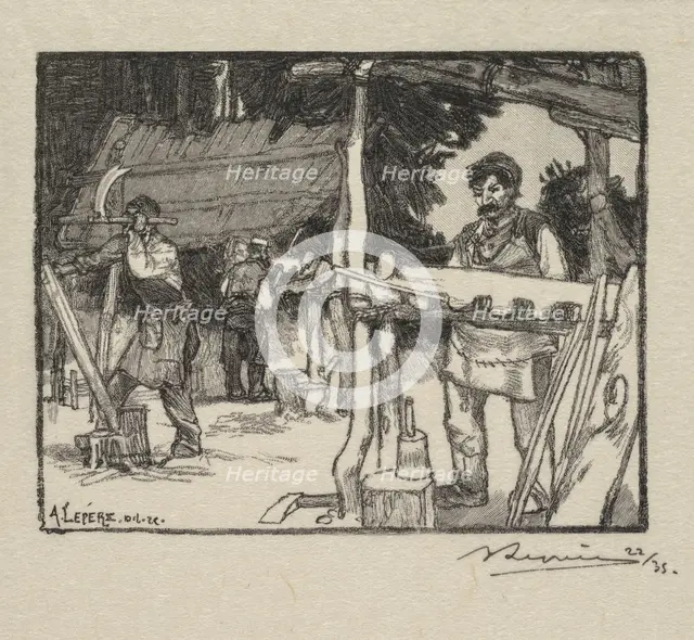 Fontainebleau Forest: Manufacturer of Slats (La Forêt de Fontainebleau: Le Fabricant de lattes), 189 Creator: Auguste Louis Lepère (French, 1849-1918); A. Desmoulins, Published in Revue Illustrée, 1887-90.