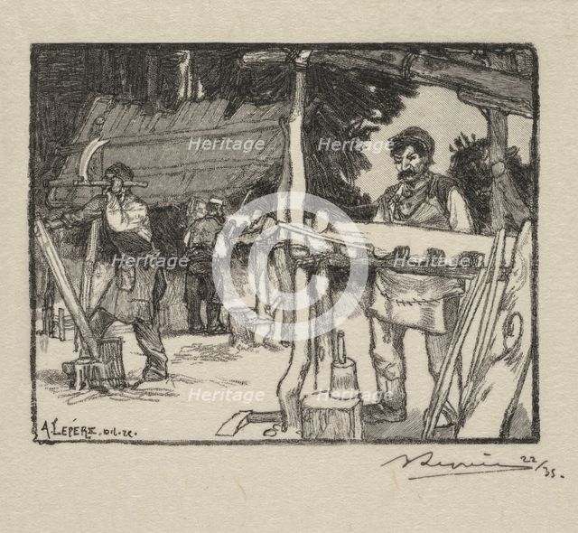 Fontainebleau Forest: Manufacturer of Slats (La Forêt de Fontainebleau: Le Fabricant de lattes), 189 Creator: Auguste Louis Lepère (French, 1849-1918); A. Desmoulins, Published in Revue Illustrée, 1887-90.