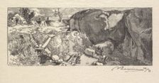 Fontainebleau Forest: Sandstone Quarry (La Forêt de Fontainebleau: La Carrièrre de Grès), 1890. Creator: Auguste Louis Lepère (French, 1849-1918); A. Desmoulins, Published in Revue Illustrée, 1887-90