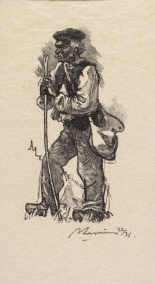 Fontainebleau Forest: Serpent Merchant (La Forêt de Fontainebleau: Le chasseur de serpents), 1890. Creator: Auguste Louis Lepère (French, 1849-1918); A. Desmoulins, Published in Revue Illustrée, 1887-90