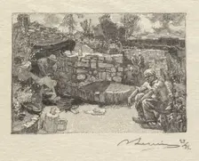 Fontainebleau Forest: Quarryman's Lodge (La Forêt de Fontainebleau: Une loge de carrier), 1890. Creator: Auguste Louis Lepère (French, 1849-1918); A. Desmoulins, Published in Revue Illustrée, 1887-90